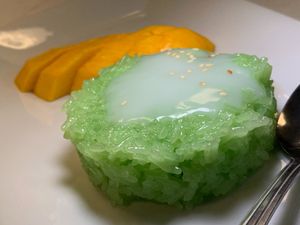 Mango & Pandan Sticky Rice with Coconut Milk at Thai Table in Grand Rapids