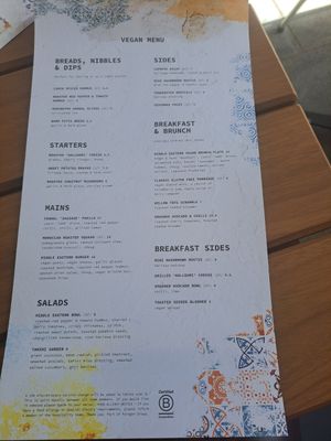 Vegan menu at Willow  in Telford
