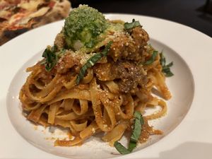Pasta il Forno
Meatball with Cream Sauce, Spaghetti Sauce, Pesto Sauce, Heirloom Baby Tomato, Ricotta Cheese, and Parmesan  at Ittle Litaly in Coral Gables