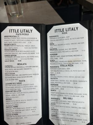 Menu  at Ittle Litaly in Coral Gables
