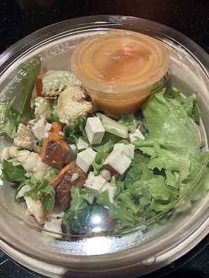 Build your own salad with sweet potatoes and tofu and cauliflower  at Green Up Salad Bar in Lausanne