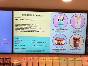 Wall menu; lots of vegan options  at Van Leeuwen Ice Cream - Midtown East in New York City