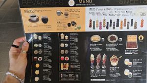 Menu with milk alternatives at cafe SHU in Beppu