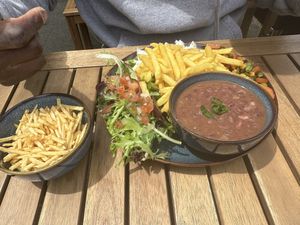 With chips  at Prosa Cafe in South Melbourne