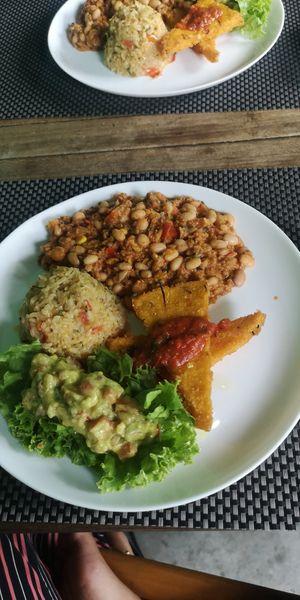 Polenta rice beans  guac 22rs at Rango Vegan in Salvador