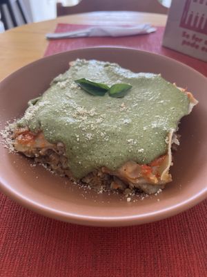 Lasagna with cashew nuts cream  at Rango Vegan in Salvador