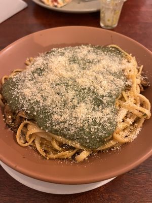 Mushroom pasta with pesto  at Rango Vegan in Salvador
