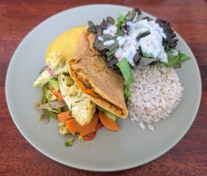 "Omelette" wasn't great, but everything that went with it was. at Rango Vegan in Salvador