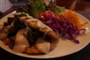 Omelette dinner with salad at Rango Vegan in Salvador