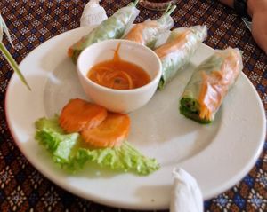 Fresh spring rolls at Khouch & Sarin in Kampot