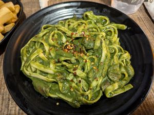 Tallarin Verde vegan at Culantro in Ann Arbor