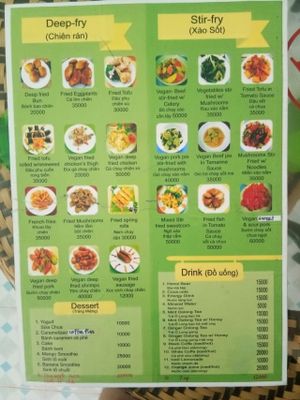 Menu at Yen Ninh in Dien Bien Phu
