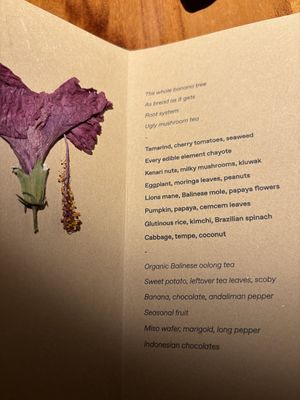 Menu  at Locavore NXT in Gianyar