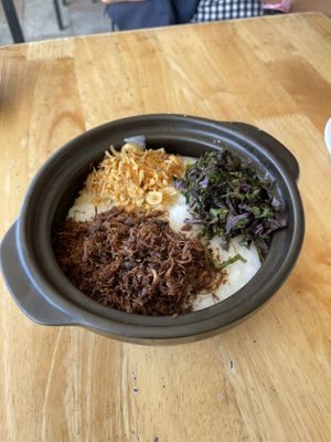 Mushroom porridge for breakfast!  at Lin Vegan in Hai Phong