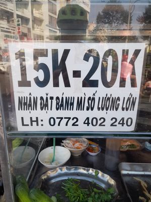 Prices and information at Banh MI Chay in Ho Chi Minh City