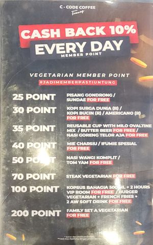 Vege member at C Code Coffee Tomang in Jakarta