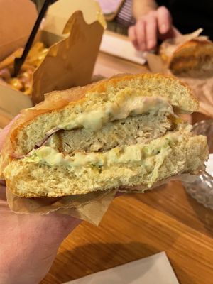 Green fish burger  at Green Farmer's in Amsterdam