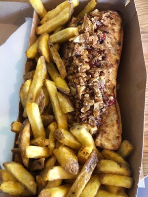 Hotdog and chips at Green Farmer's in Amsterdam