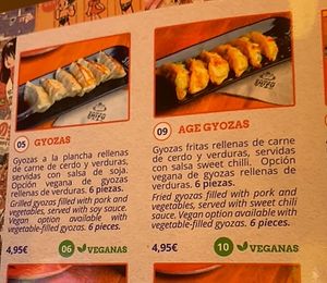 Opciones veganas de gyozas  at Ramen Shifu in Getafe