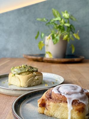 Pistachio and cinnamon roll at Spiral in Innsbruck