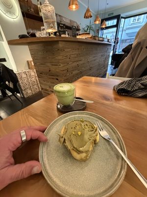 Pistachio spiral and a Matcha  at Spiral in Innsbruck