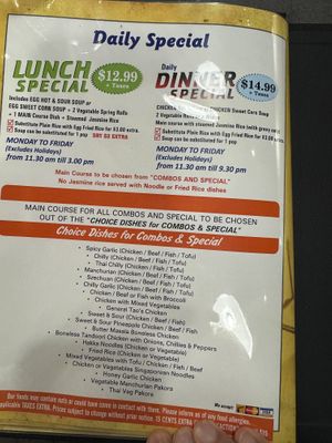 Lunch specials menu  at Hakka Guelph in Guelph