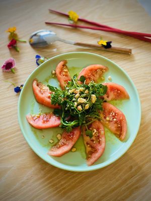 Tomato Salad with Lim's Special Vietnamese Coriander Sauce at Lim Veggie Bistro in Ho Chi Minh City
