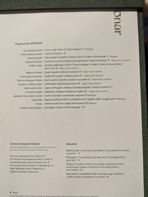 Vegetarisch/vegane Speisekarte at Onar in Paphos