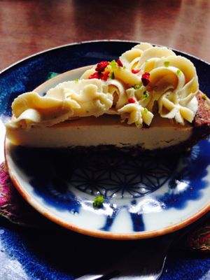 Vegan cheesecake :) at Organic House Salute in Kyoto
