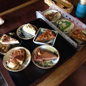 cake selection (mostly raw) at Organic House Salute in Kyoto