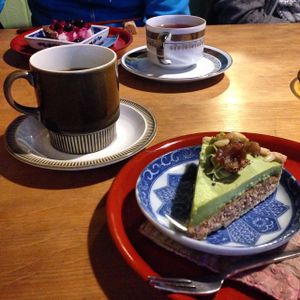 Coffee and cake set  at Organic House Salute in Kyoto