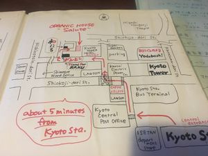 Map at Organic House Salute in Kyoto