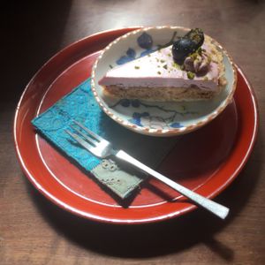 Raw vegan strawberry tart! at Organic House Salute in Kyoto