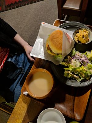 Burger meal at Organic House Salute in Kyoto