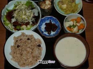 Brown rice set at Organic House Salute in Kyoto