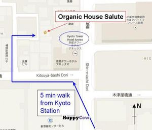 Map and Direction from Kyoto Station  at Organic House Salute in Kyoto