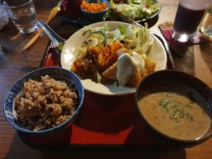 Veg set lunch special at Organic House Salute in Kyoto