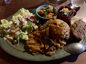 Curry plate at Organic House Salute in Kyoto