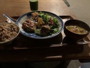 bean burger at Organic House Salute in Kyoto