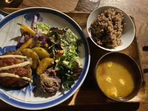 Bean burger  at Organic House Salute in Kyoto