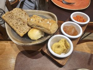 Bread and dips starter at Mirage Restoran in Kraljevo