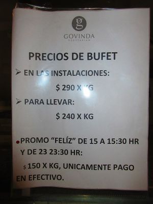 Rates and when food is cheapest at Govinda - Downtown in Mendoza