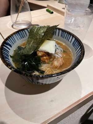 Miso Ramen Sapporo style with soy butter on top  at Vegan Soba Tokyo Ayler in Tokyo