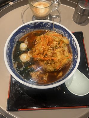 Tempura soba  at Vegan Soba Tokyo Ayler in Tokyo