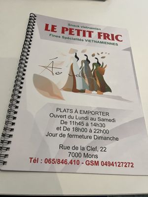 Menu   at Le Petit Fric in Mons