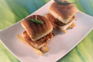Vada Pav aka Bombay Burger. Spicy Potato Sliders with Garlic-Peanut Chutney at Bombay Food Junkies in St Louis