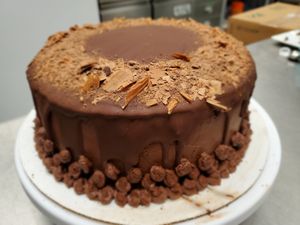 vegan Chocolate Cake with Chocolate Ganache and Chocolate Shavings at Bombay Food Junkies in St Louis