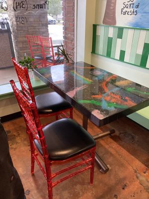 Super cool seating  at Bombay Food Junkies in St Louis