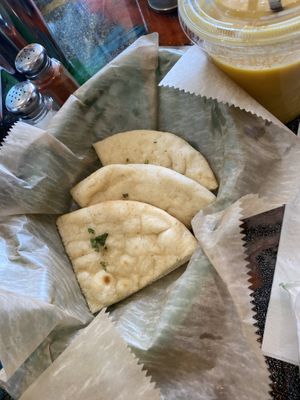 Naan. Warm, buttery, vegan !  at Bombay Food Junkies in St Louis
