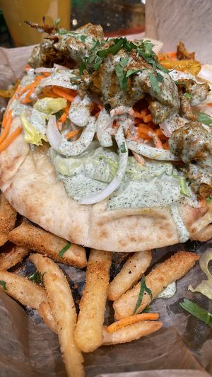 Chik’n Tikka Naanwich with fries   at Bombay Food Junkies in St Louis
